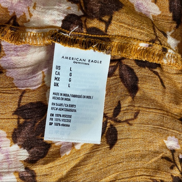 AE Boho Orange Floral Tie Front Crop Top Size L - Picture 12 of 13